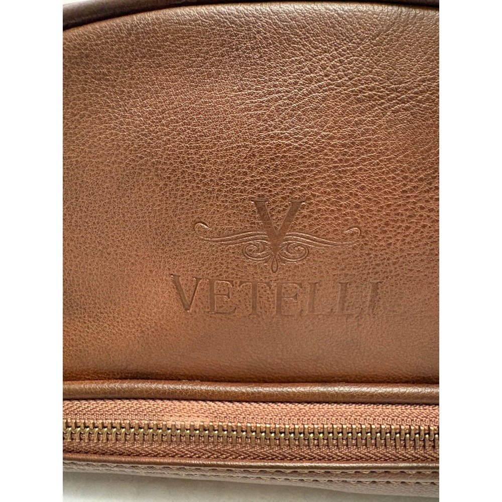 Vetelli Brown Vegan Leather Dopp Kit Toiletry Bag Travel Organizer Case